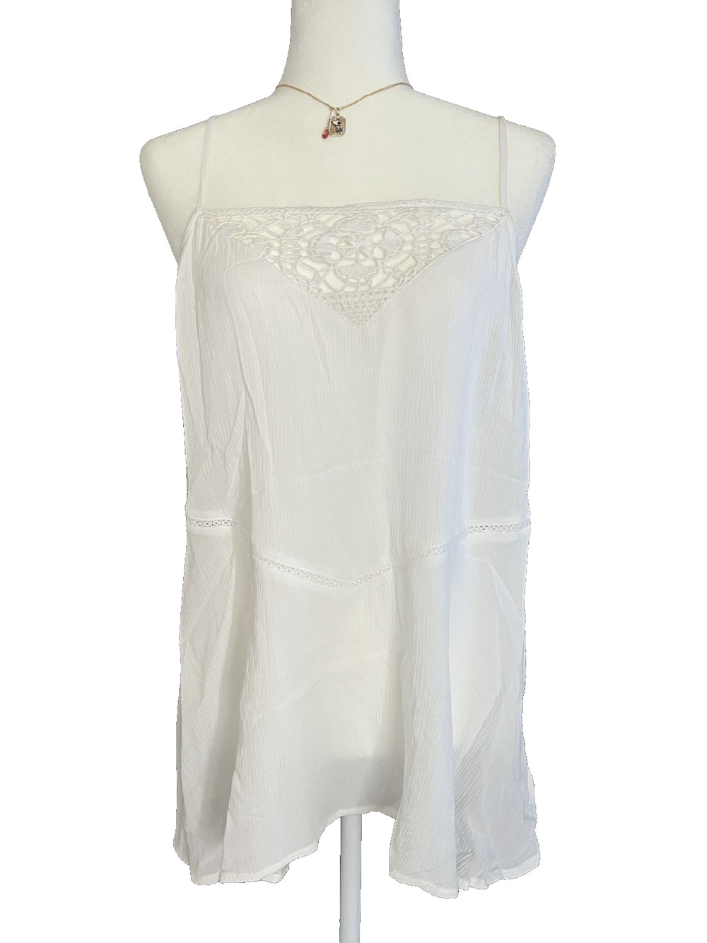 Women's New with Tags Size Large Express Rayon White Flowy Tank Top MSRP $50